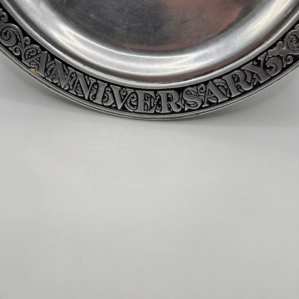 Wilton Armetale Twenty Fifth Anniversary Plate Pewter RWP Columbia PA 10.75 Inch
